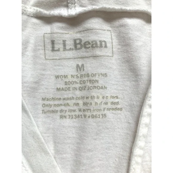 LL Bean Womens White 100% Cotton Hooded Tunic Swim Cover Up 3/4 Sleeve Size M - Picture 4 of 7